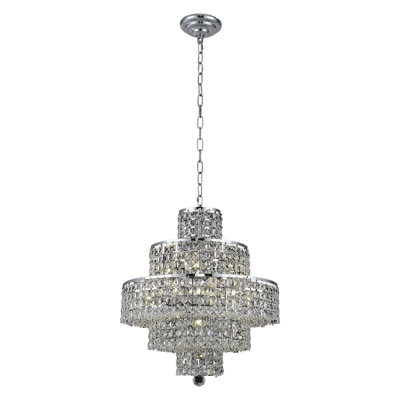Ribbon 13 Light Crystal Chandelier, Chrome Ribbon 13 Light Crystal Chandelier, Chrome
